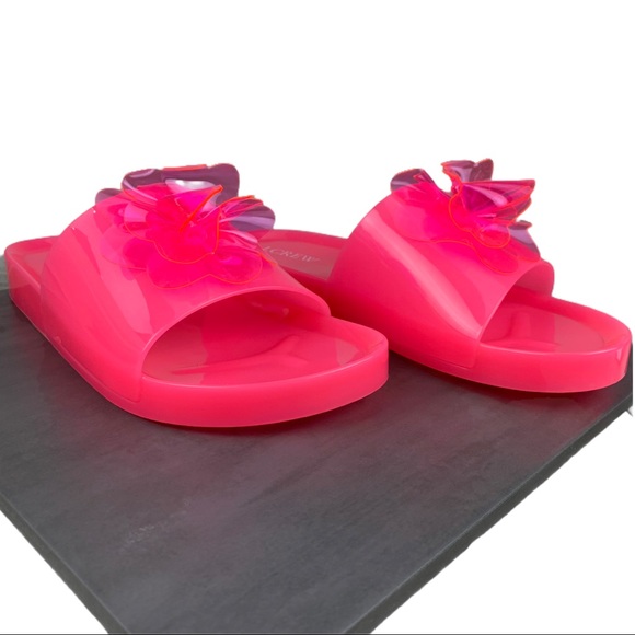 NWT J.Crew Pink Floral Jelly Flower Pool Slides Flip Flops Sandals Size 7 8 - Picture 13 of 16